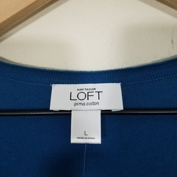 NWT LOFT Sweater Cardigan Top Blouse Blue Size L - Picture 3 of 5
